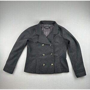 Coffee Shop Gray Wool Blend Double Breasted Women's XL Long Sleeve Pea Coat